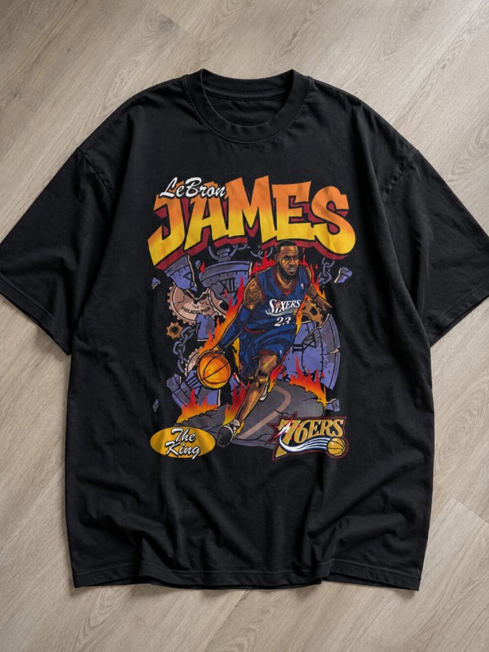 LeBron James Philadelphia 76ers Basketball Shirt,Vintage Graphic Bootleg Rap Tee